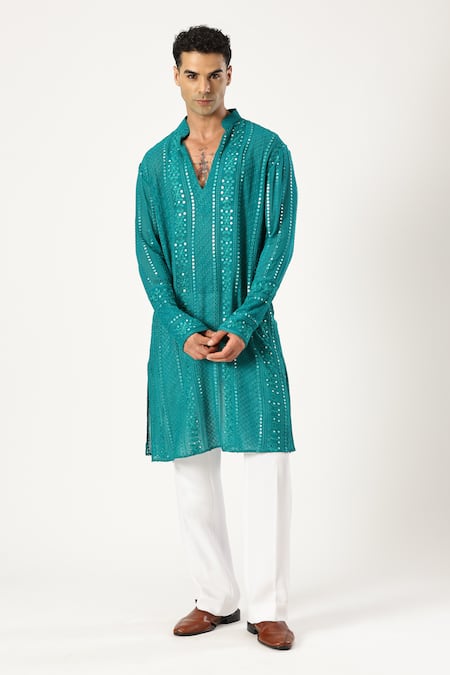 PARESH LAMBA SIGNATURES Mirror Embroidered Kurta & Pyjama Set 