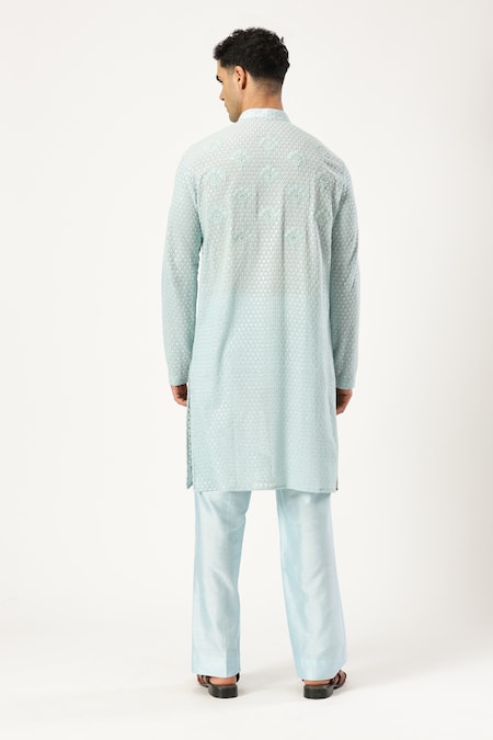 Paresh Lamba Signatures Floral Applique Embroidered Kurta & Pyjama Set 