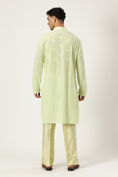 Paresh Lamba Signatures Floral Embroidered Kurta & Pyjama Set 