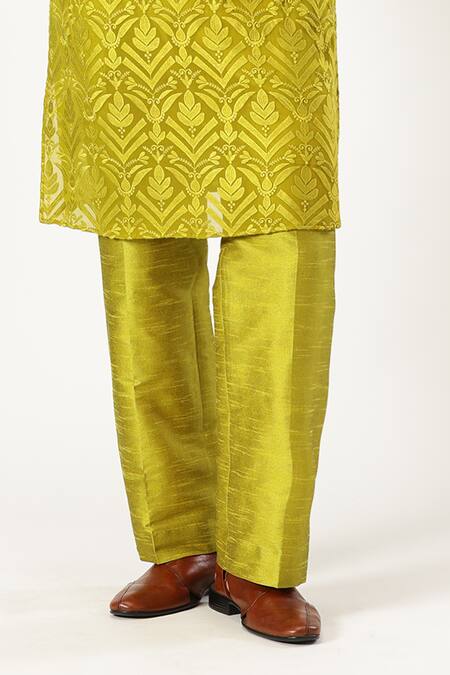 Shop Paresh Lamba Signatures Green Linen Embroidery Applique Work Kurta And Pyjama Set Online at Aza Fashions Shop_Paresh Lamba Signatures_Green Linen Embroidery Applique Work Kurta And Pyjama Set_Online_at_Aza_Fashions