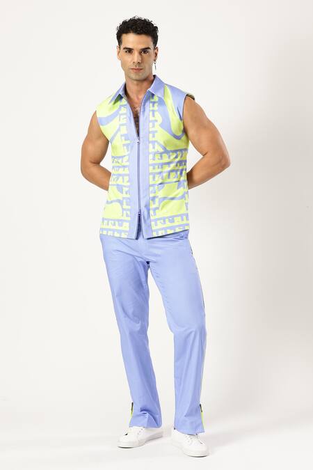 Paresh Lamba Signatures_Green Cotton Printed Checkered Jacket _Online_at_Aza_Fashions