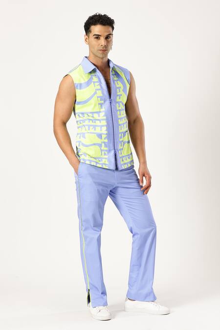 Shop_Paresh Lamba Signatures_Green Cotton Printed Checkered Jacket _Online_at_Aza_Fashions