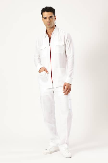 PARESH LAMBA SIGNATURES Linen Flap Pocket Shirt 