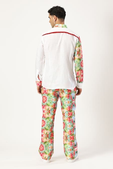 Paresh Lamba Signatures Diagonal Printed Patchwork Shirt 