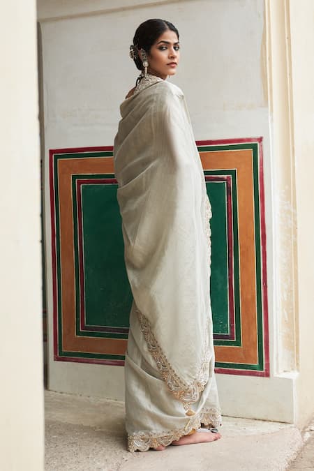 Pink City By Sarika Chandi Jodha Embroidered Saree With Blouse 