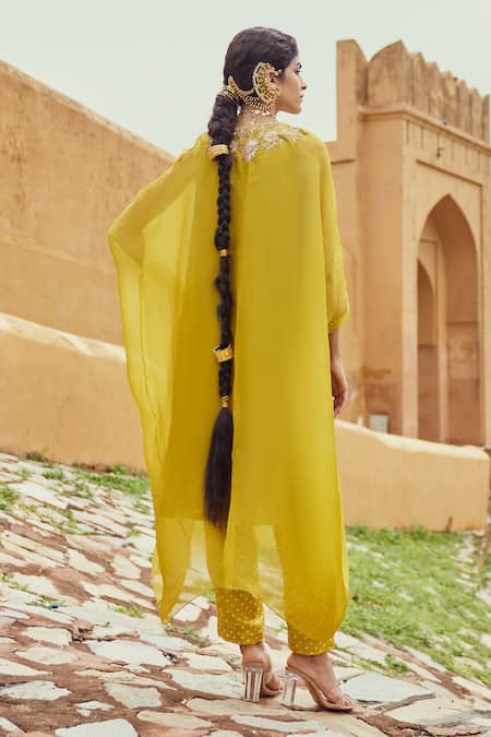 Pink City By Sarika Hasti Embroidered Kaftan Pant Set 