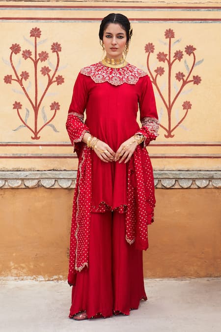 Pink City by Sarika Maharani Sharara Set With Detachable Collar 