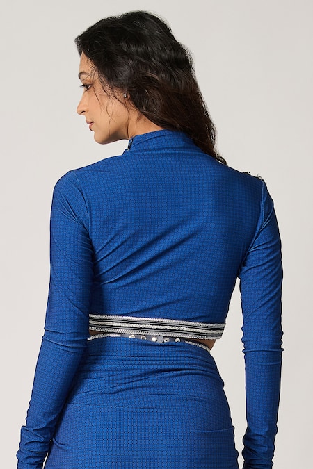 S&N By Shantnu Nikhil Geometric Print Crop Top 