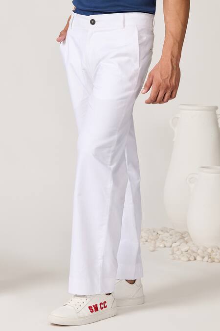 S&N By Shantnu Nikhil White Linen Solid Trouser Online at Aza Fashions S&N By Shantnu Nikhil_White Linen Solid Trouser_Online_at_Aza_Fashions