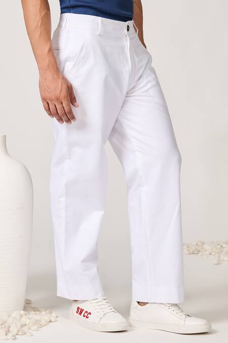 Buy S&N By Shantnu Nikhil White Linen Solid Trouser Online at Aza Fashions Buy_S&N By Shantnu Nikhil_White Linen Solid Trouser_Online_at_Aza_Fashions