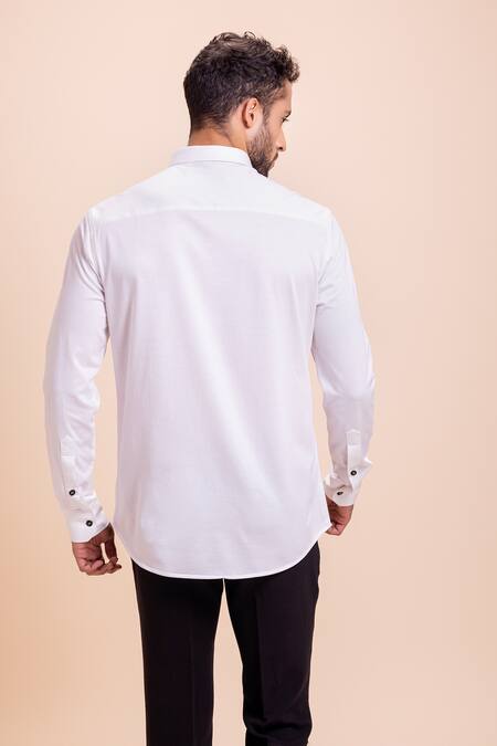Shop Amit Arora White Cotton Panel Patch Work Shirt at Aza Fashions Shop_Amit Arora_White Cotton Panel Patch Work Shirt_at_Aza_Fashions