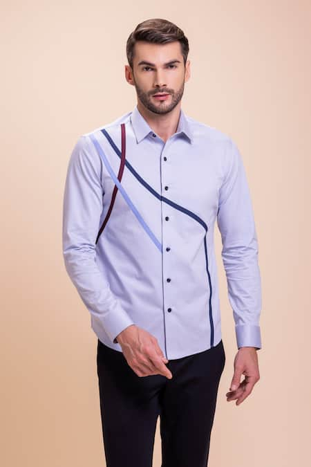 AMIT ARORA Contrast Panel Patch Detail Shirt 