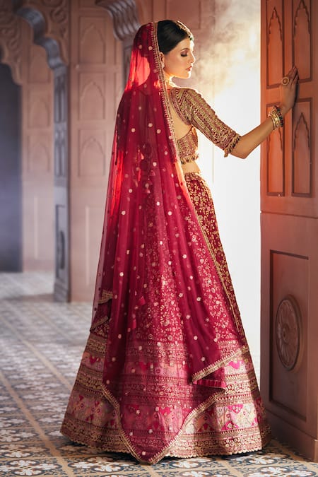 Aariyana Couture Zardozi Floral Embroidered Bridal Lehenga Set 