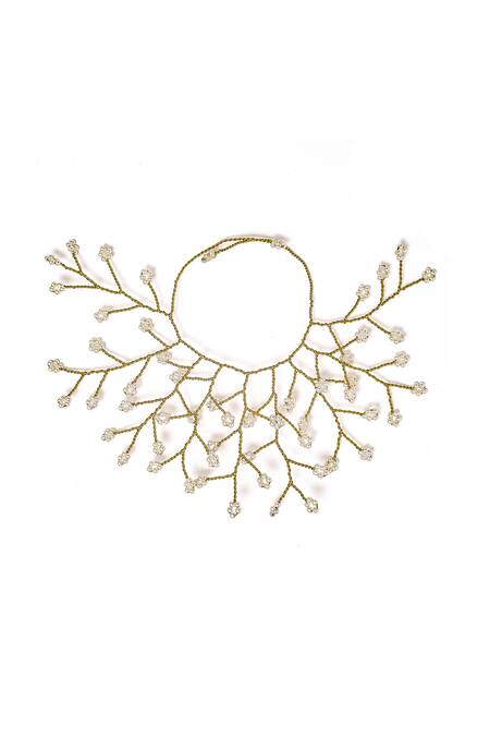 Rejuvenate Jewels White Pearls Eccentric Hair Harness Online at Aza Fashions Rejuvenate Jewels_White Pearls Eccentric Hair Harness _Online_at_Aza_Fashions