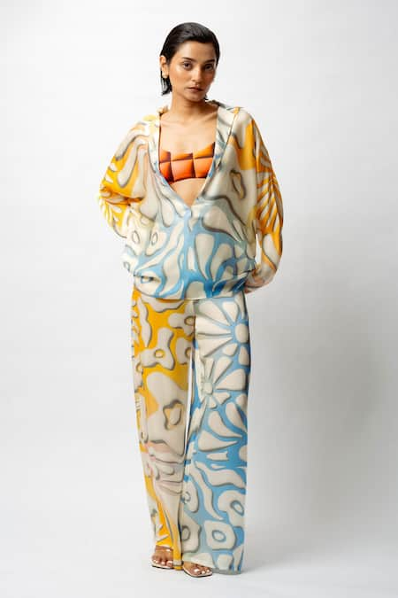 Forty Four Breeze Abstract Print Shirt & Pant Set 