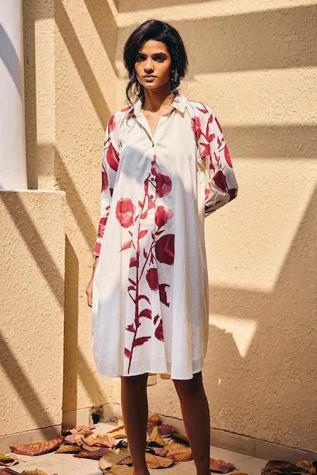 Kharakapas Bold Bloom Print Shirt Dress 