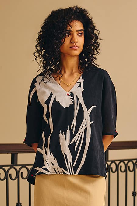 Kharakapas Fleeting Feeling Fern Print Top 