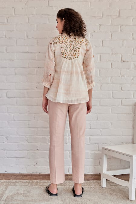 Khamaj India Bay Hand Embroidered Yoke Top 