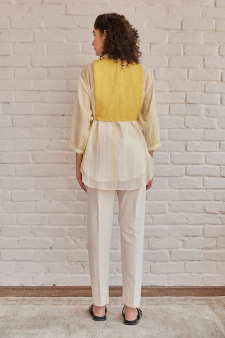 Khamaj India Grace Embroidered Bib With Top 