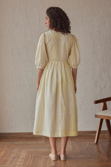 Khamaj India Marina Hand Embroidered Yoke Dress 