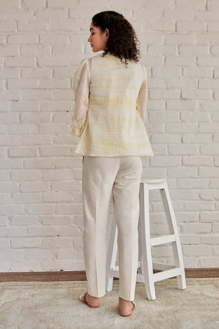 Khamaj India Sky Hand Embroidered Yoke Top 