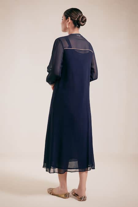 Rasasvada Gardenia Yoke Embroidered Gathered Dress With Inner 