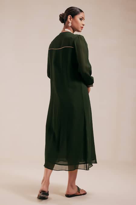 Rasasvada Gardenia Fleur Yoke Embroidered Gathered Dress With Inner 