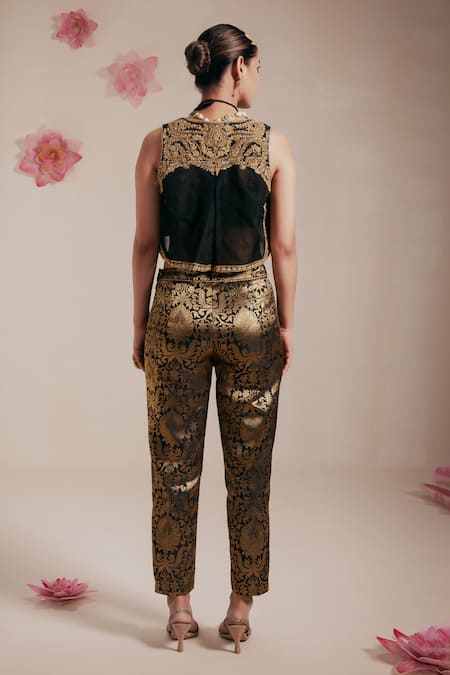 Rasasvada Paisley Garden Embroidered Crop Jacket Pant Set 