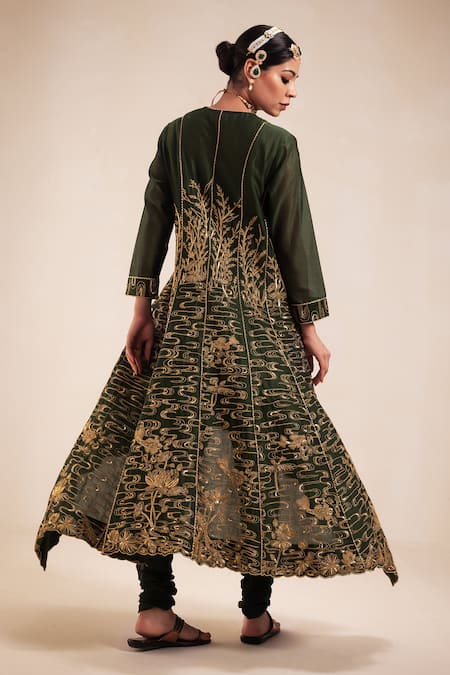 Rasasvada Victorian Garden Embroidered High Low Anarkali Set 