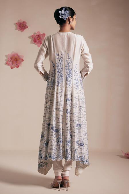 Rasasvada Padma Garden Embroidered High Low Anarkali Set 