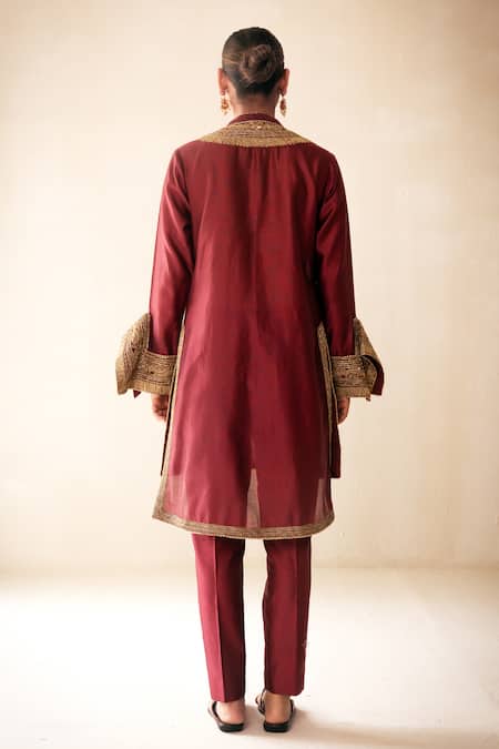 Rasasvada Chanderi Embroidered Kurta Trouser Set 