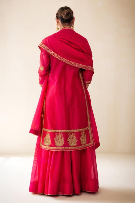 Rasasvada Chanderi Embroidered Kurta Skirt Set 