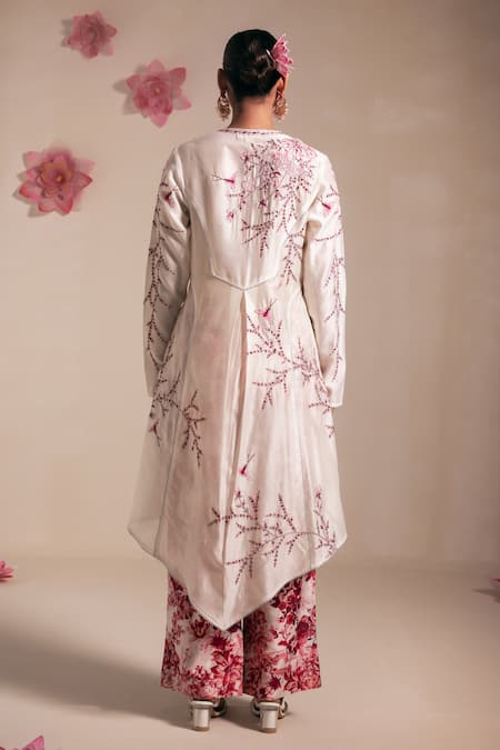 Rasasvada Hand Embroidered Chanderi Kurta Pant Set 