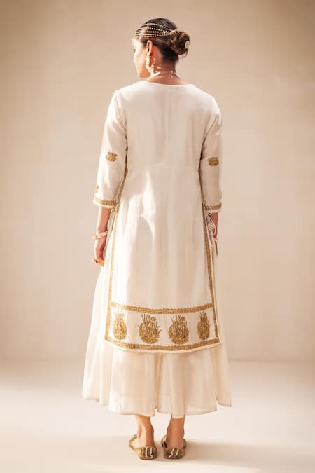 Rasasvada Chanderi Sequin Embroidered Kurta With Attached Sharara 