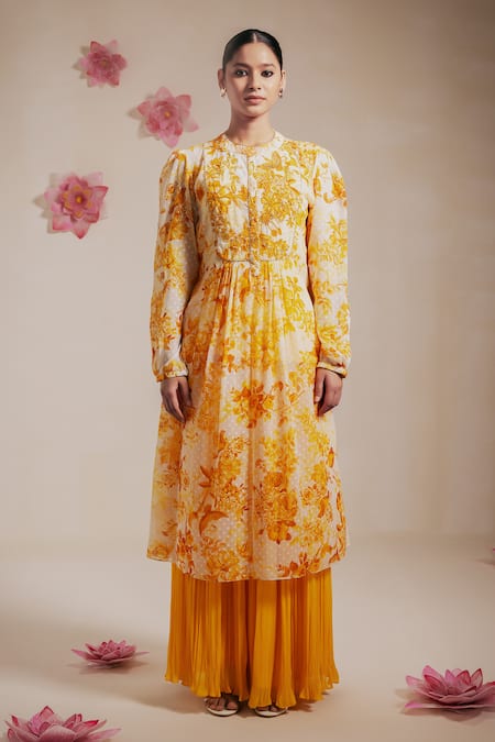 Rasasvada Floral Bloom Print Kurta With Sharara 