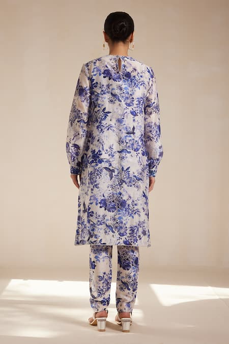 Rasasvada Chanderi Flower Print Kurta With Pant 