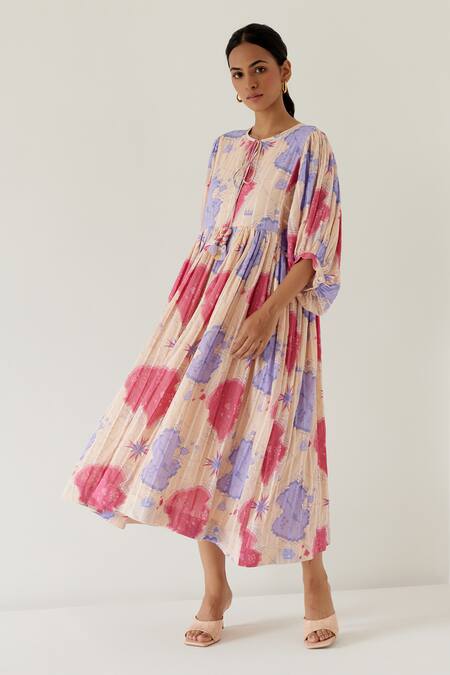 Sage Saga Yellow Cotton Tassels Round Neck Antalya Sage Print Dress Online at Aza Fashions Sage Saga_Yellow Cotton Tassels Round Neck Antalya Sage Print Dress _Online_at_Aza_Fashions