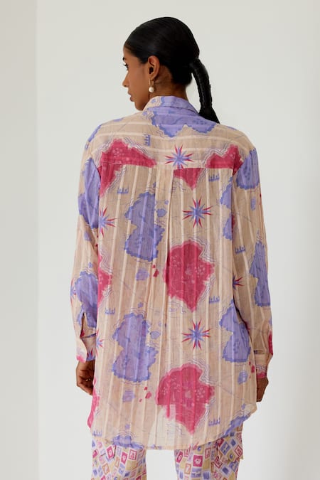 Shop Sage Saga Yellow Linen, Denim Antalya Sage Print Shirt With Cargo Pant at Aza Fashions Shop_Sage Saga_Yellow Linen, Denim Antalya Sage Print Shirt With Cargo Pant _at_Aza_Fashions