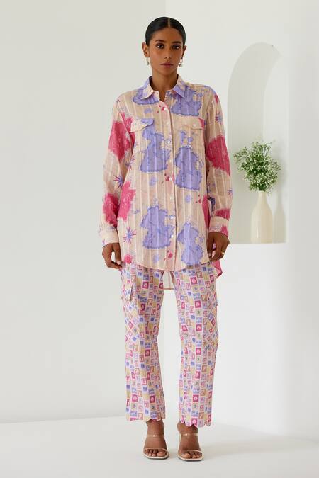 Buy Sage Saga Yellow Linen, Denim Antalya Sage Print Shirt With Cargo Pant Online at Aza Fashions Buy_Sage Saga_Yellow Linen, Denim Antalya Sage Print Shirt With Cargo Pant _Online_at_Aza_Fashions
