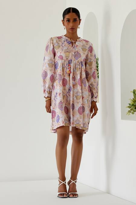 Sage Saga Yellow Linen Mandarin Collar Antalya Sage Print Dress Online at Aza Fashions Sage Saga_Yellow Linen Mandarin Collar Antalya Sage Print Dress _Online_at_Aza_Fashions