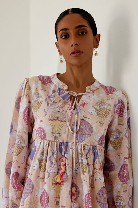 Sage Saga Yellow Linen Mandarin Collar Antalya Sage Print Dress at Aza Fashions Sage Saga_Yellow Linen Mandarin Collar Antalya Sage Print Dress _at_Aza_Fashions