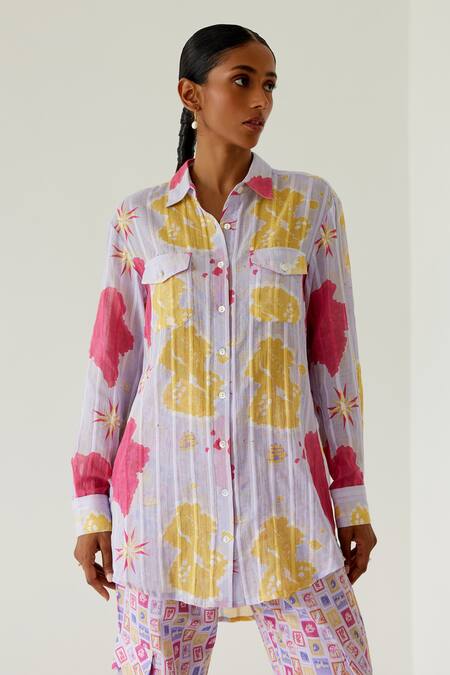 Sage Saga Purple Linen, Cotton Riviera Sage Map Print Shirt With Cargo Pant at Aza Fashions Sage Saga_Purple Linen, Cotton Riviera Sage Map Print Shirt With Cargo Pant _at_Aza_Fashions