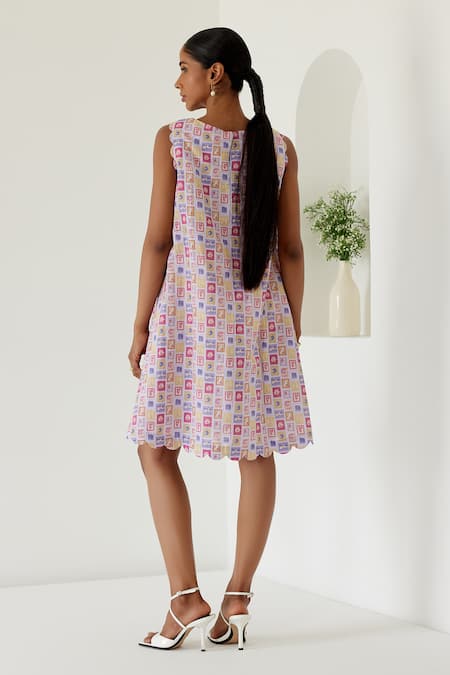 Sage Saga Riviera Stamp Print Shift Dress 