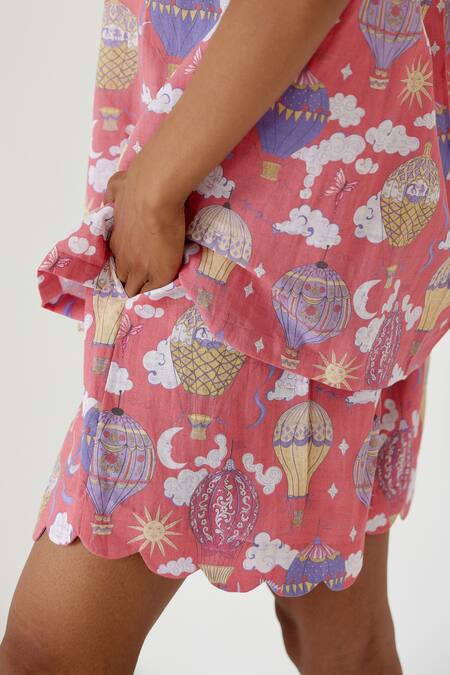 Sage Saga Coral Linen Collared Sophia Balloon Shirt With Cargo Pant at Aza Fashions Sage Saga_Coral Linen Collared Sophia Balloon Shirt With Cargo Pant _at_Aza_Fashions