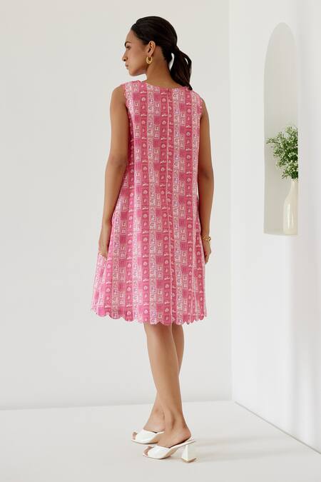 Sage Saga Sophia Linen Printed Shift Dress 