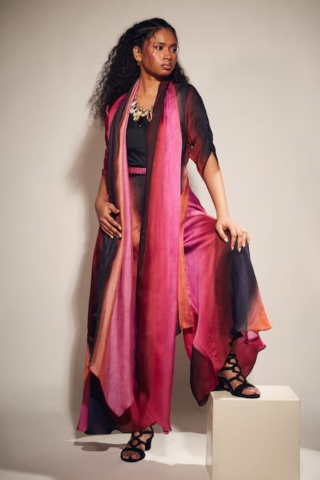 Whimsical By Shica Stroke Print Jumpsuit With Hand Embroidered Belt 