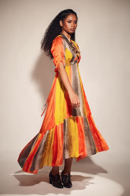 Whimsical By Shica Tie-up Flared Frill Dress 