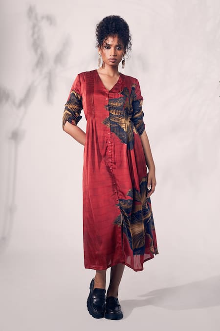 Whimsical By Shica Chrysanthemum Flower Print Shirt Dress 