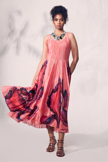 Whimsical By Shica Chrysanthemum Flower Print Layered Dress 