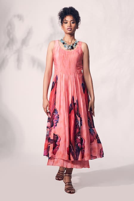 Whimsical By Shica Chrysanthemum Flower Print Layered Dress 